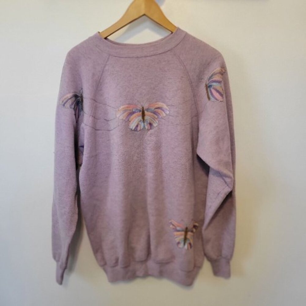 Vintage 90s Hanes Her Way Crewneck Sweatshirt XLarge lavender‎  Made USA